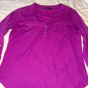 Express Women's Vibrant Purple Long Sleeve Top